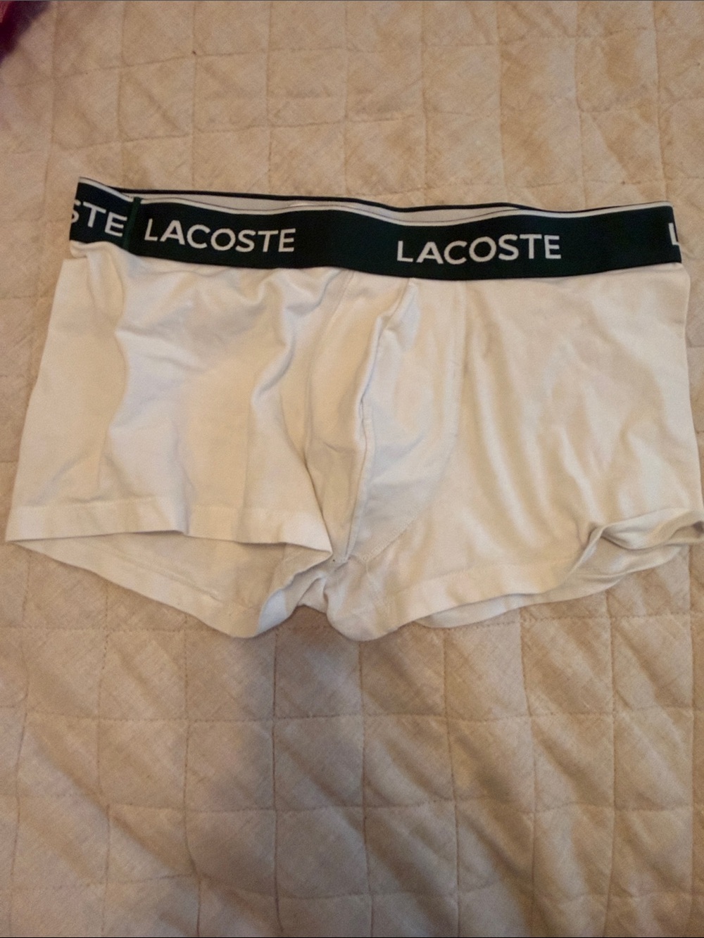 Lacoste White Boxer Briefs with Green Waistband